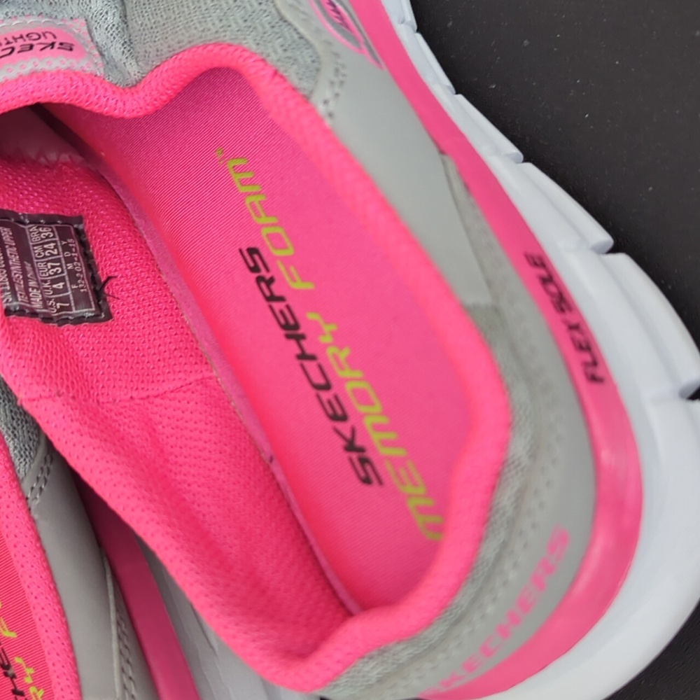 Skechers Women's Gray and Pink Slip-on Sneakers, 7 - Picture 5 of 5